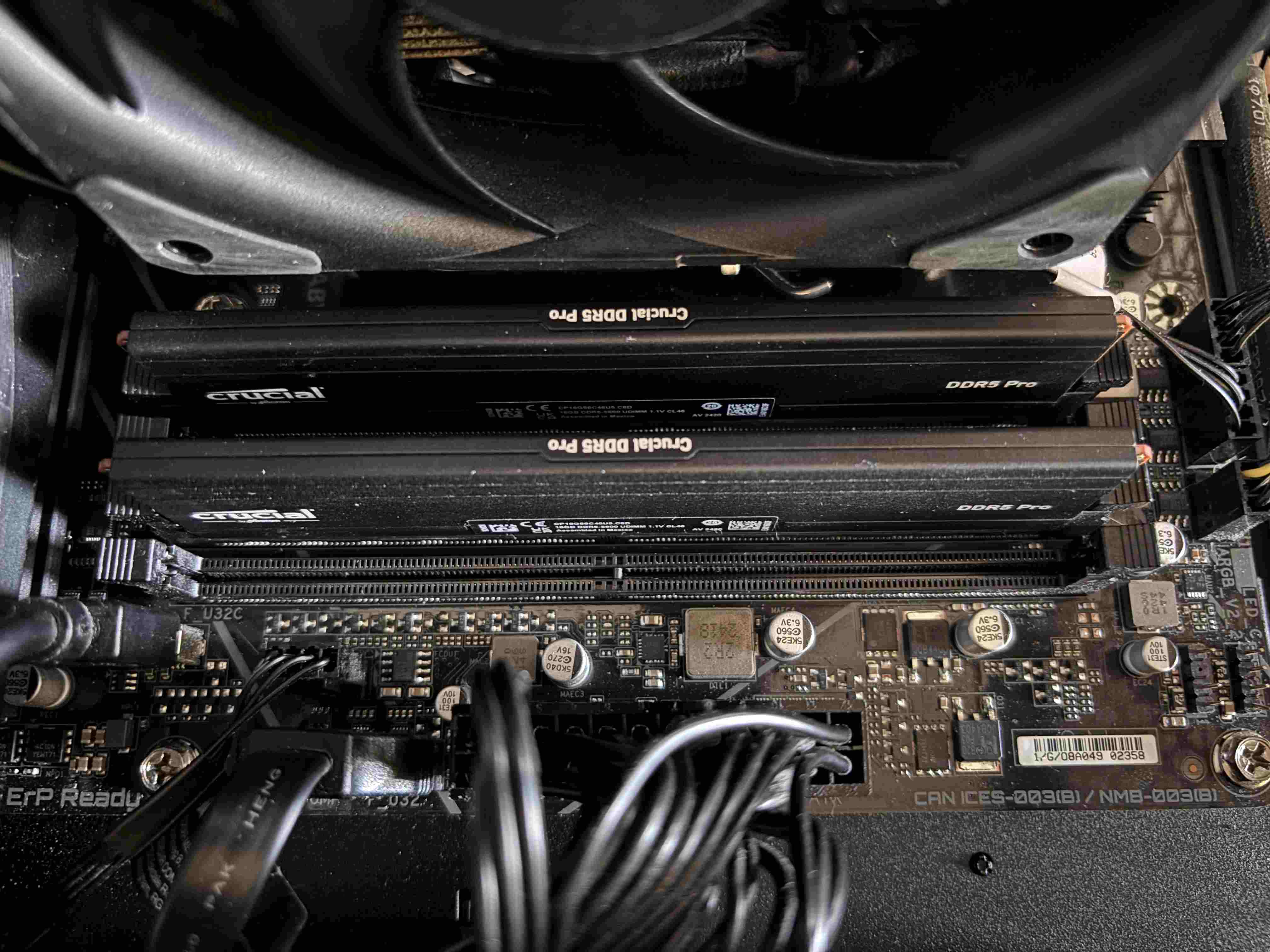 Motherboard showing dual-channel RAM slot configuration
