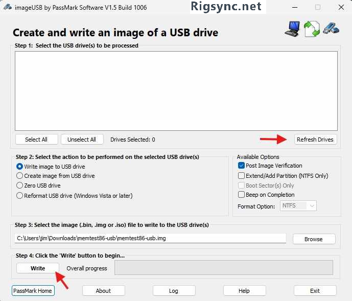 MemTest86 USB creation tool