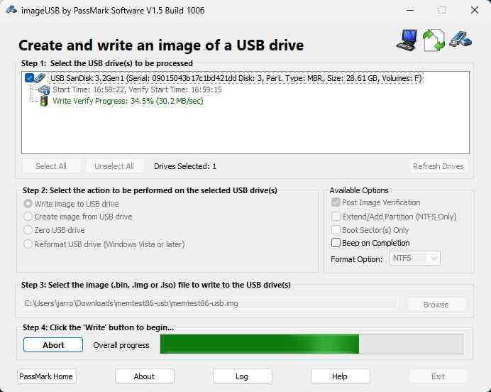 BIOS boot menu with USB drive selected